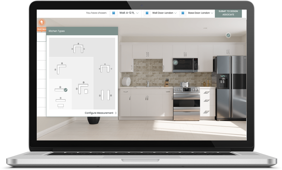 Hugo & Borg Digital Kitchen Designer tool layout